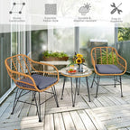 Tangkula 3 Pieces Patio Bistro Set, Rattan Conversation Set - Image 8