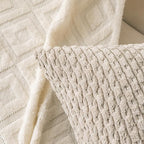Set of 4 Grey White Taupe Decorative Throw Pillow Covers 22x22 Inch Corduroy - Image 4