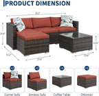 5-Piece Outdoor Sectional Sofa Set, All-Weather PE Rattan Patio Furniture - Image 2