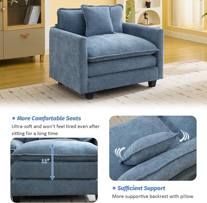 WUTUTUEE 41'' Modern Chenille Oversized Chair, Upholstered Accent Living Room - Image 5