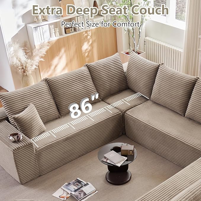 Sectional Cloud Couch for Living Room, Modular Floor Deep-Seat Sofa, Big Comfy - Image 7