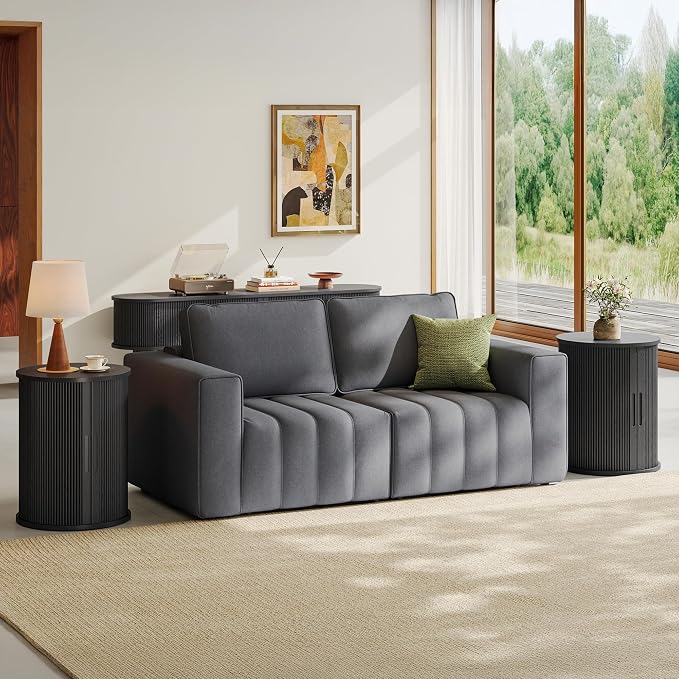 LINSY HOME Round Fluted End Table, Tall Side Table - Image 3