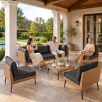 Aoxun 7-Piece Patio Furniture Set, Wicker Outdoor Furniture - Image 2