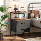 Huuger Night Stand with Charger Station, 27.7 Inch Tall Nightstand, Bed Side - Image 2