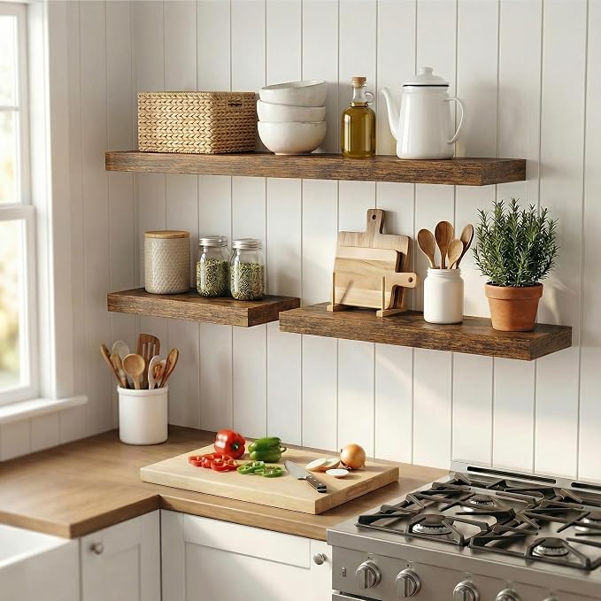 12 inch Deep Floating Shelves for Wall, 24 inch Wide Engineered Wood Wall - Image 6