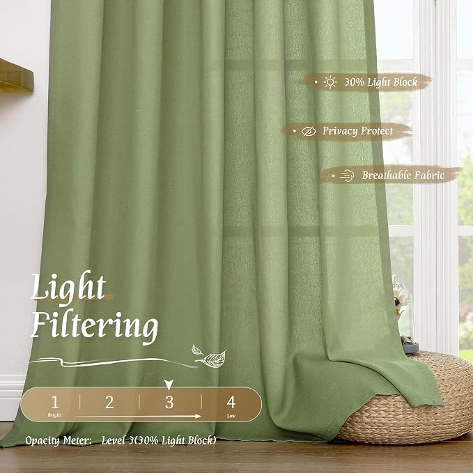 Sage Green Linen Curtains 72 inches Long - Image 4