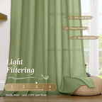 Sage Green Linen Curtains for Living Room 84 inch Length 2 Panels | Light - Image 4