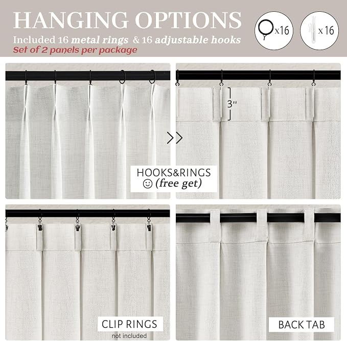 Off Beige White Farmhouse Kitchen Sheer Curtains 45 Inch Length 2 Panels - Image 4