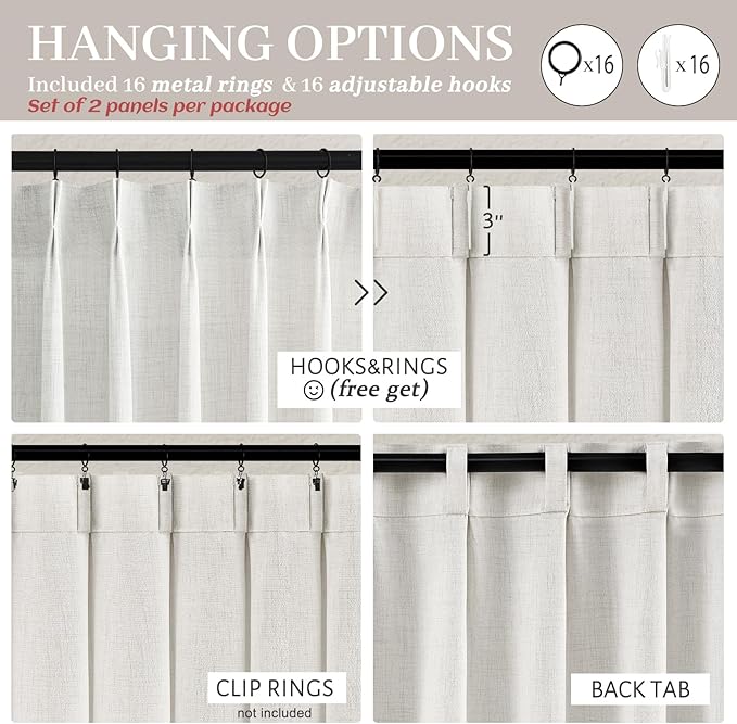 144 Inch Extra Long Beige White Light Filtering Sheer Curtains - Image 6