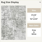 Soalmost Abstract Rug 8x10 Large Living Room Area Rugs Washable Gray/White | - Image 5
