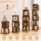 Aheaplus Rotating Bookshelf, 360 Display Wood Spinning Bookshelf Tower - Image 6