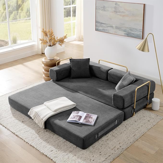 4-in-1 Folding Convertible Sofa Bed, 78 Inch Boneless Couch by ivoros