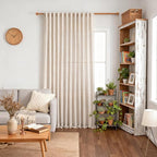 MYSKY HOME Natural Linen Sliding Glass Door Curtains, Back Tab Semi Sheer - Image 2