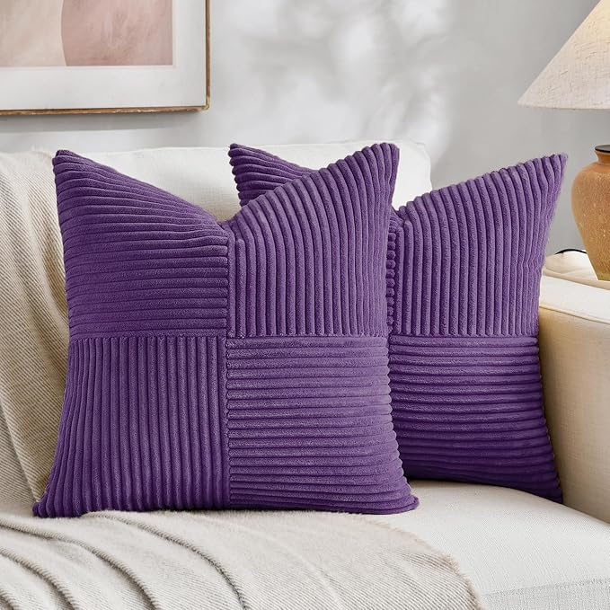 Fancy Homi 2 Packs Purple Decorative Throw Pillow Covers 18x18 Inch by Fancy+Homi