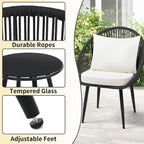 wildformers 3 Pieces Bistro Set, Woven Rope Chair - Image 5