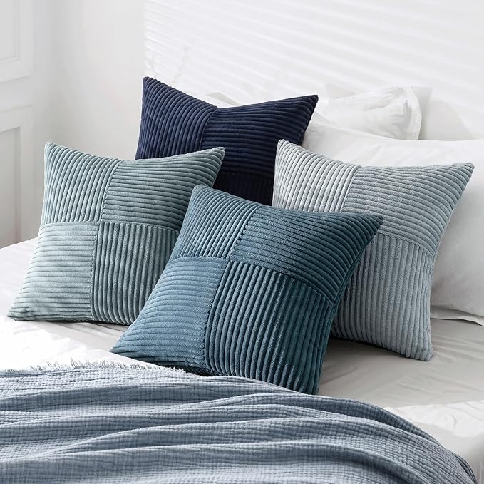 MIULEE Dusty Blue Navy Farmhouse Throw Pillow Covers 16x16 Inch Set of 4 Boho - Image 4