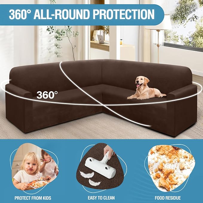 HDCAXKJ Corner Sectional Couch Covers Velvet Stretch L Shape Sofa Cover Soft - Image 5