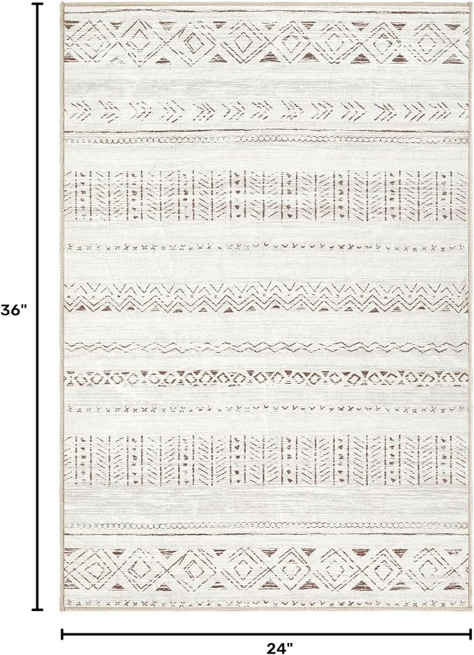 cotiled Washable 2x3 Entryway Rugs: Boho Moroccan Soft Small Rug | Non-Slip - Image 2