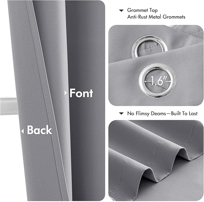 MIULEE Blackout Curtains for Bedroom 2 Panels 40 x 45 Inch Long Light Grey | - Image 4