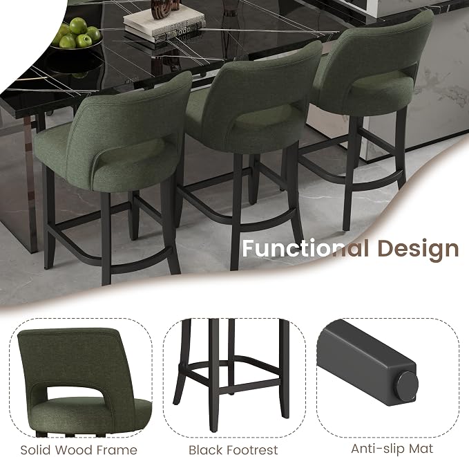 VKNOW Bar Stools Set of 6, Modern Counter Stools - Image 5