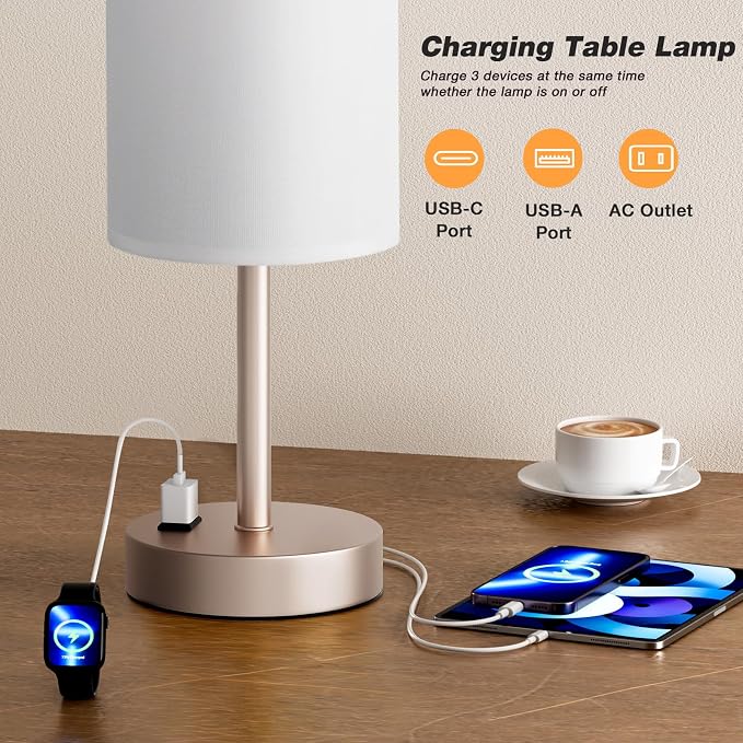 Fenmzee Antique White Bedside Table Lamp - Image 4