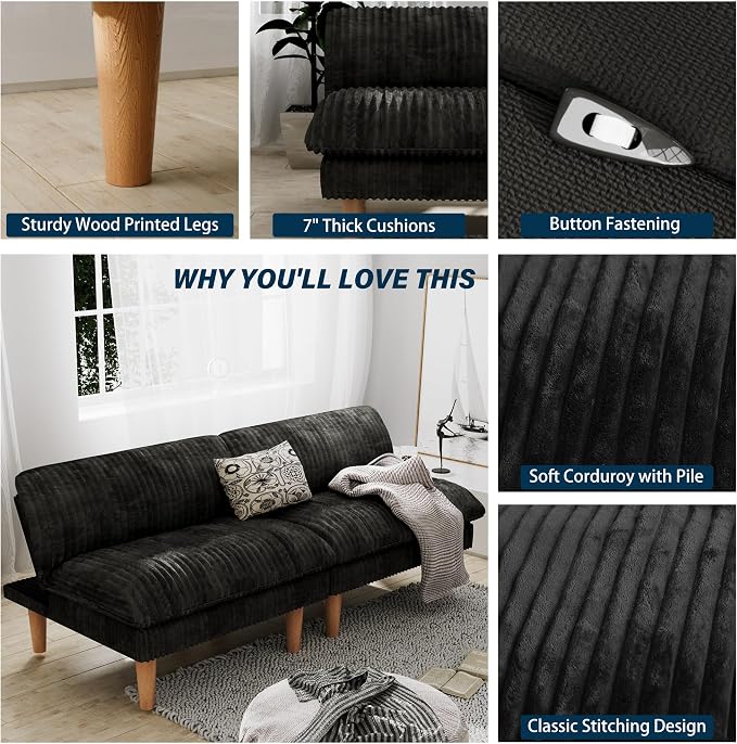 Ribilake 69" Futon Sofa Bed, 4 in 1 Multi-Function Couch Sleeper - Image 7