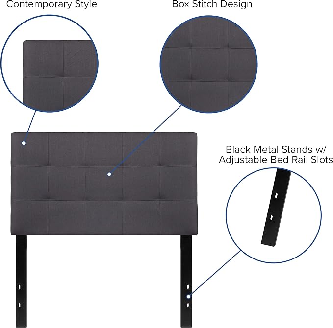 Flash Furniture Bedford Tufted Upholstered Twin Size Headboard in Dark Gray - Image 4