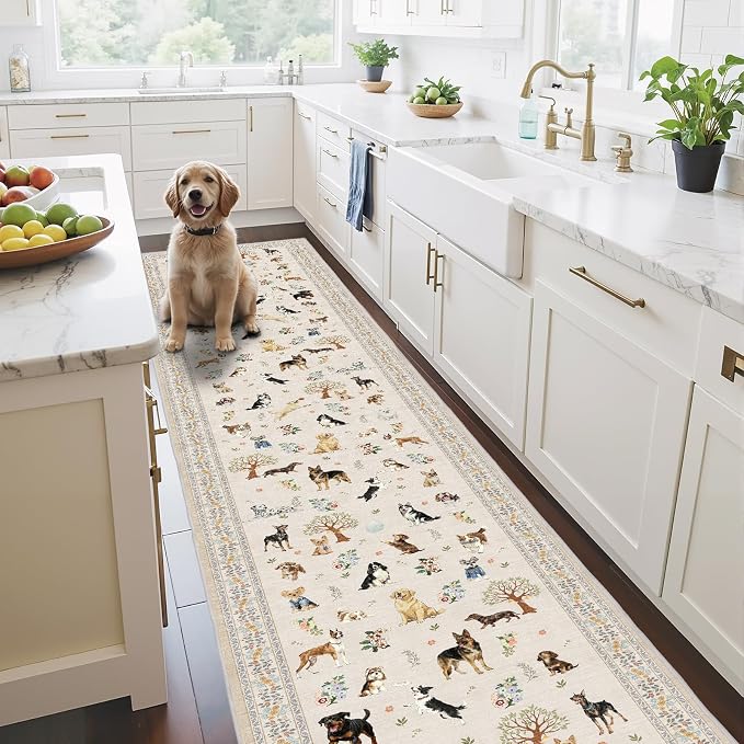 Beige Floral Hallway Runner Rug 2x6 - Image 6