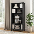 Bush Home Salinas 5 Shelf Bookcase in Vintage Black, Tall Bookshelf, Large Book - Image 2