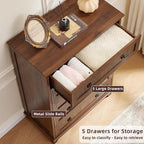 Joaxswe Farmhouse 5 Drawer Dresser - Image 4
