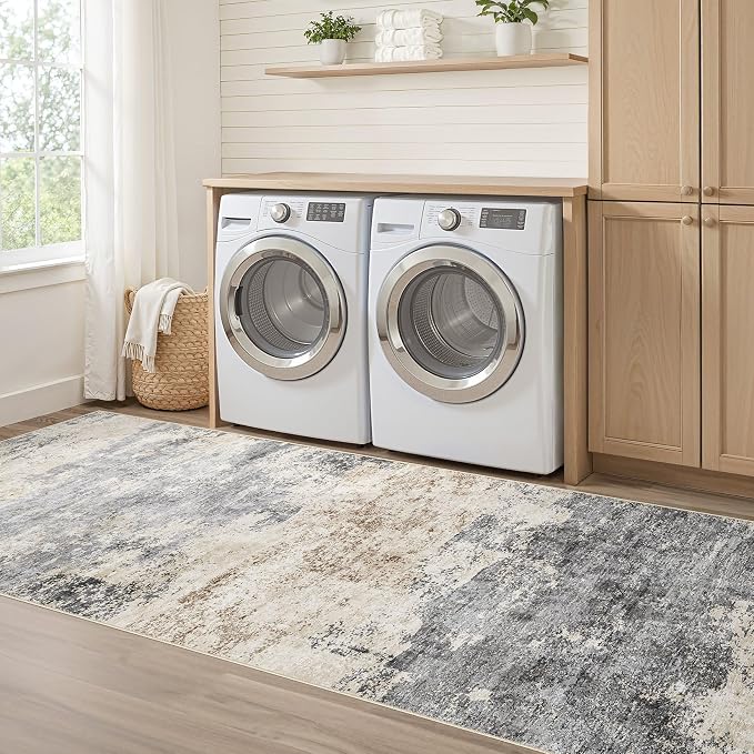 LOONGRUG Runner Rug 2x6 Washable Non-Slip Kitchen Neutral Modern Rug | Abstract - Image 7