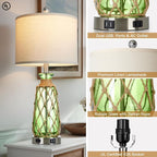 Ruzectt 25.5" Green Glass Table Lamps Set of 2, 3-Way Dimmable Touch Control - Image 7