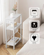 TUTOTAK Narrow Side Table with Charging Station, Small End Table with USB Ports - Image 9