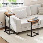 HOOBRO C-Shaped End Table with Charging Station, Adjustable Height Sofa Tray - Image 3