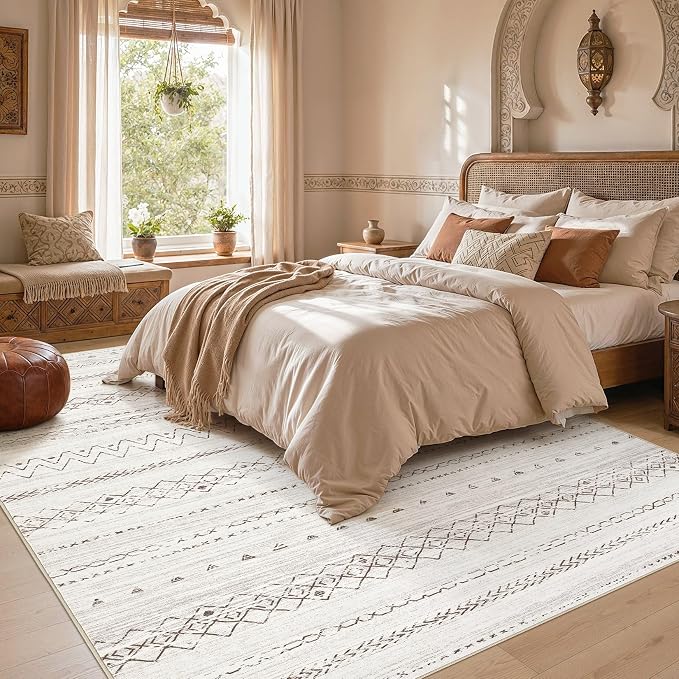 cotiled Boho 5x8 Area Rugs for Living Room: Soft Moroccan Washable Rug | Solve - Image 6