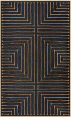 Lahome Black 3x5 Washable Rug, Neutral Easy Jute Entryway Front Porch Rug | - Image 7