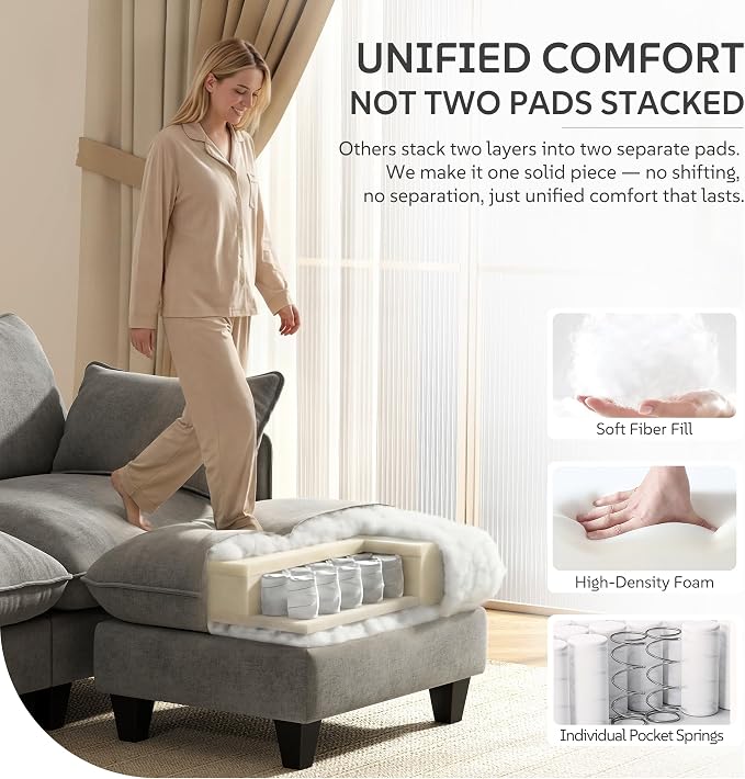 Ihanherry 105" Modular Sectional Sofa, L-Shaped Cloud Couch - Image 4