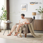VINGLI Light Brown Mid-Century Accent Chairs Set of 2, Upholstered Armchair - Image 8