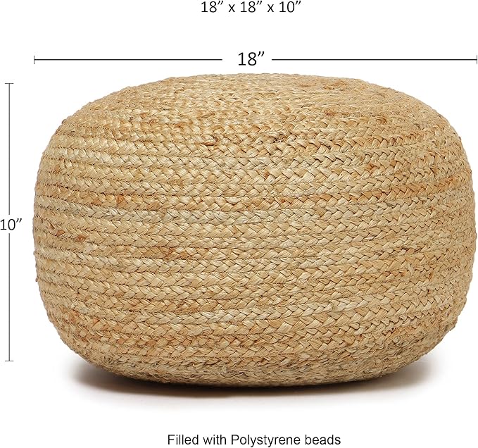 · REDEARTH · Jute Circular Low Pouf Ottoman - Image 3