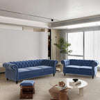 ORRD 2 Pieces Living Room Set, Velvet Couch Chesterfield Sofa Loveseat by ORRD
