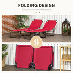 Outsunny 2 Piece Folding Chaise Lounge Pool Chairs, Outdoor Sun Tanning Chairs - Image 5