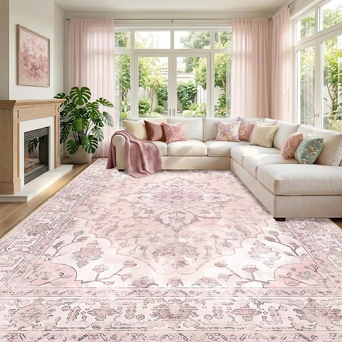 RELEANY Washable Area Rug, Large 9'x12', Water Repellent, Pet Friendly by RELEANY