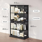 Jocoevol Display Cabinet with Glass Doors, 4-Tier Glass Display Case with Human - Image 2