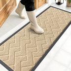 OLANLY Front Door Mat Outside 47x17, All-Season Absorbent Rubber Doormat | Beige by OLANLY