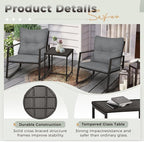 SUNCROWN 3 Piece Outdoor Rocking Bistro Set Black Wicker Furniture Porch Chairs - Image 6