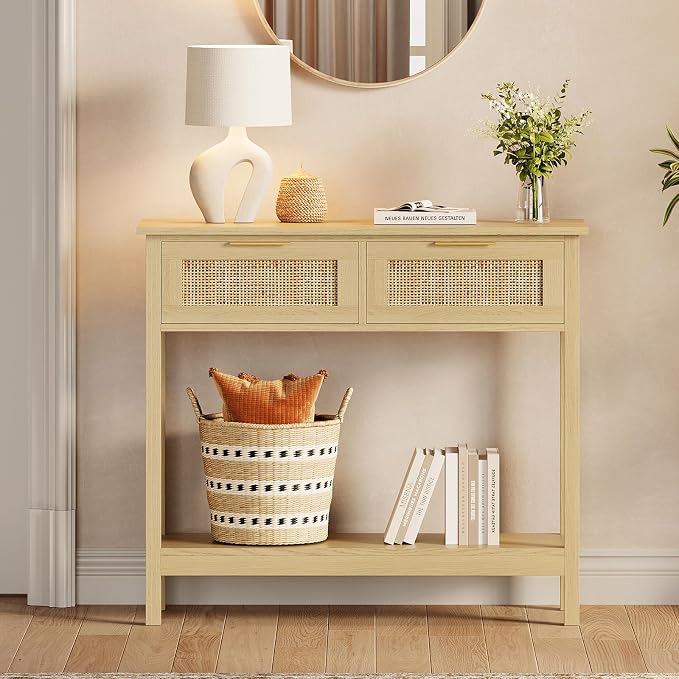 Trironsun Farmhouse Rattan Console Table - Image 7