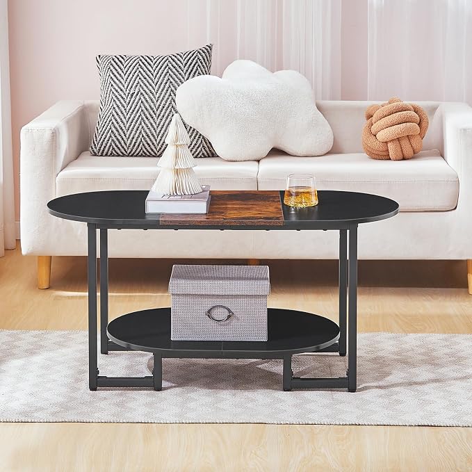 HOOBRO Coffee Table for Living Room, Oval Small Coffee Table - Image 7
