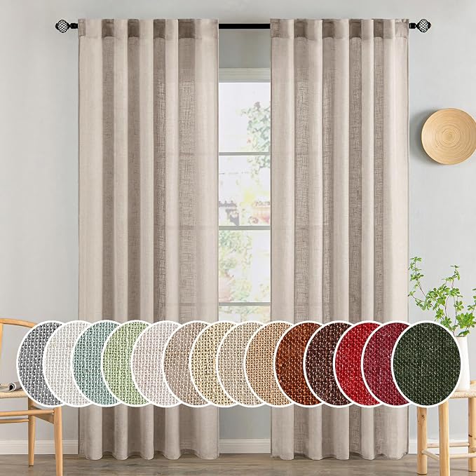 MIULEE Natural Linen Curtains 52x84 Inch Length by MIULEE