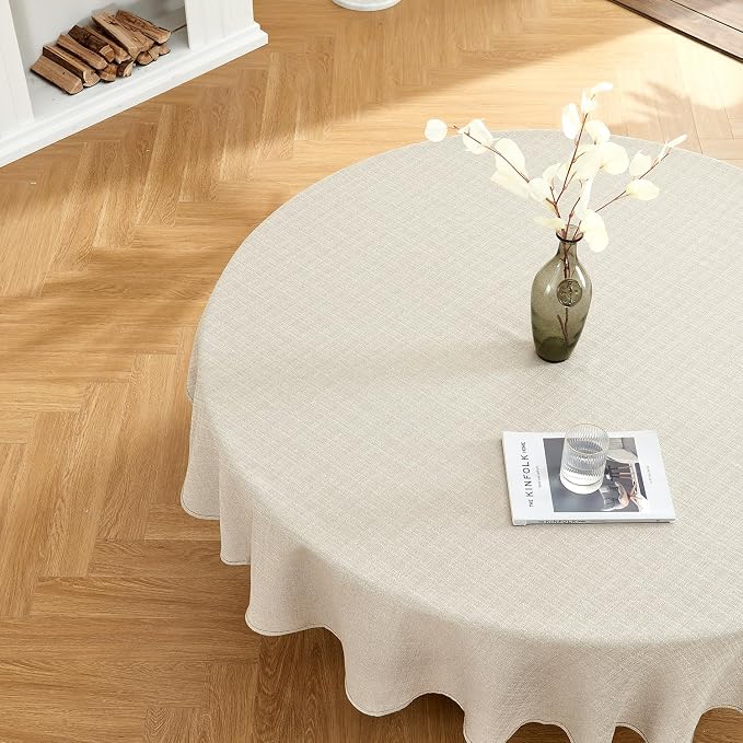 BALCONY & FALCON Round Tablecloth Washable Wrinkle Resistant and Water Proof by BALCONYFALCON