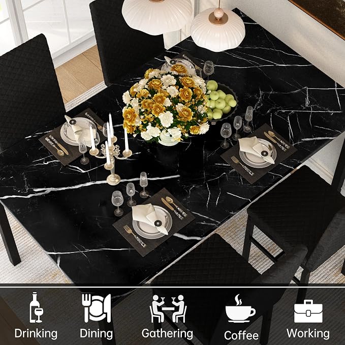 Recaceik Dining Table Set for 4, Modern 5 Piece Dining Table Set Faux Marble - Image 5